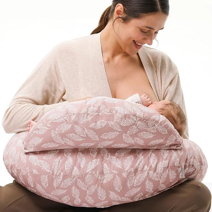 momcozy Coussin d'allaitement avec soutien ergonomique et clôture de sécurité originale pour la sécurité du bébé – Rend l'allaitement facile et confortable pour maman et bébé – Housse en coton