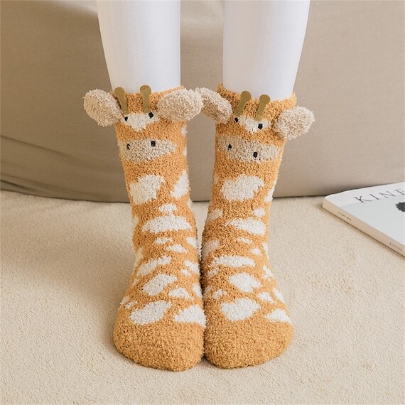 Warm Fluffy Animals Socks for Women,Cute Rabbit Fuzzy Socks,Winter Coral Fleece Women&#39;s Socks,Funny Floor Socks,Thick Socks,Cozy Sleep Socks