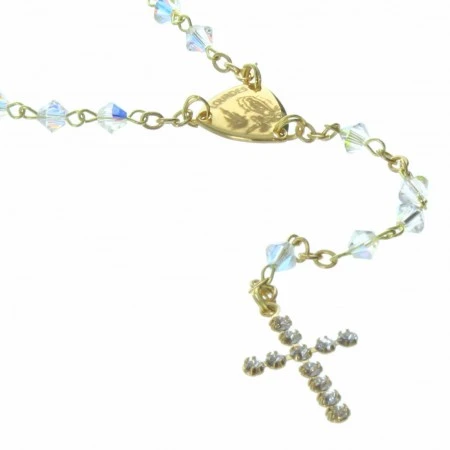 Chapelet de Lourdes en Cristal Swarovski avec une croix en strass
