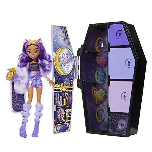 Monster High Coffret Monstrueux Secrets, Poupée Mannequin Clawdeen Wolf, Série Look Irisé, Avec Casier Cerceuil Et Plus De 21 Accessoires, Jouet pour Enfant de 4 ans et Plus, HNF74