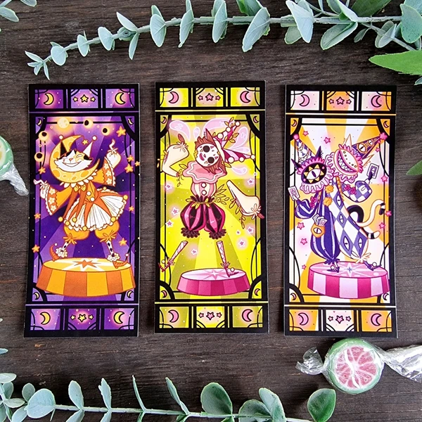 Spooky Clown Cat Bookmarks