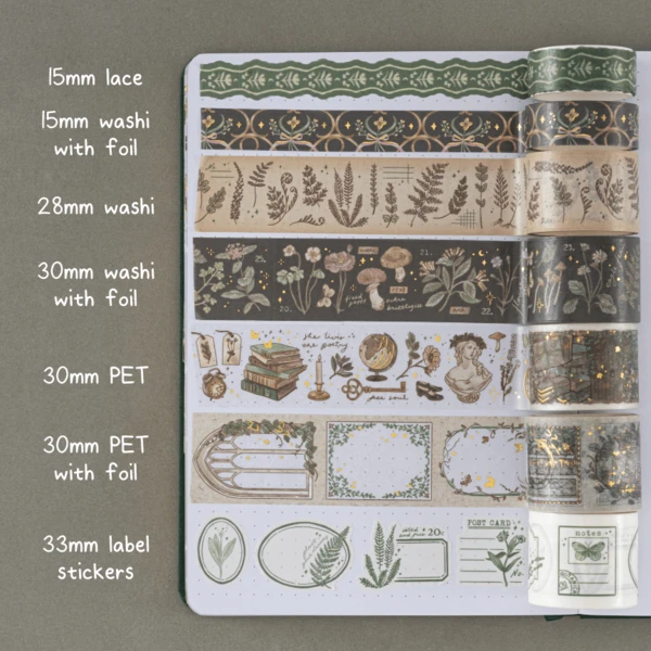 Tsuki ‘Whimsical Botanics’ Washi Tape Set ☾ – NotebookTherapy