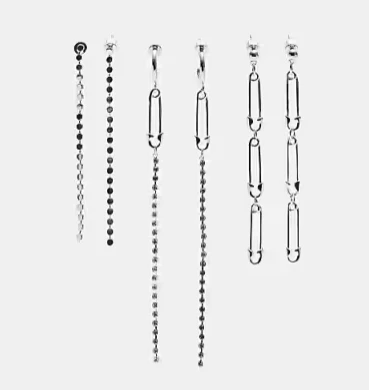 Stradivarius - Lot de 3 paires de pendants d'oreilles à strass - Gris