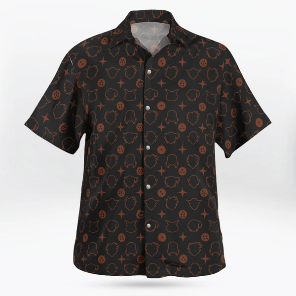 Minimal Dragon Ball Z Character Hawaiian Shirt – Dark Base Style