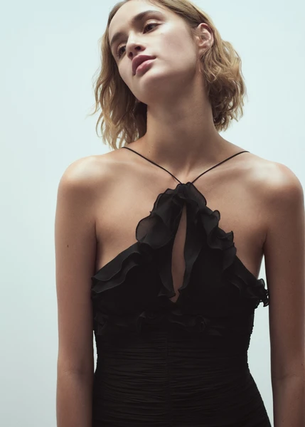 Robe froncée emmanchures américaines - Femme | MANGO OUTLET France métropolitaine
