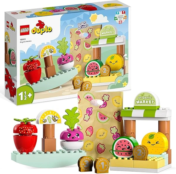 LEGO 10983 DUPLO My First Le Marché Bio, Apprentissage des Chiffres, Jouets Éducatifs à Empiler, Idée Cadeau Enfants Dès 18 Mois à 3 Ans