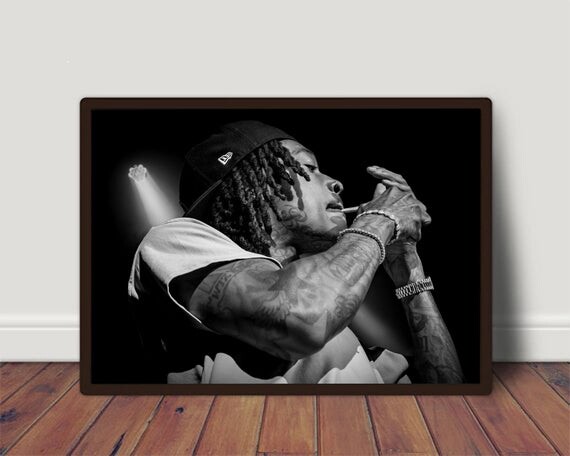 Wiz Khalifa Poster Print Canvas, Rapper Singer, Hip Hop Rapper, Gangsta Rap Music, Wall Art Print, Music Artist, Hip Hop Singer, Gift Him