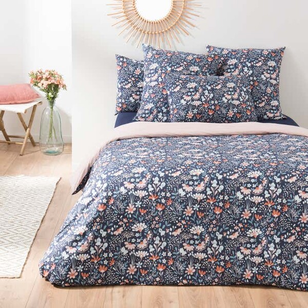 Housse de couette 240x220cm imprimée bleu Lilou