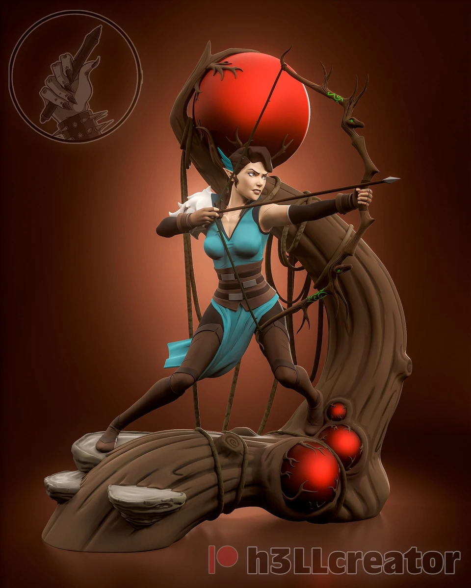 Vex'ahlia, half-elf ranger 3D printed DIY Resin statue kit / figurine / miniature [by H3ll Creator] UNPAINTED