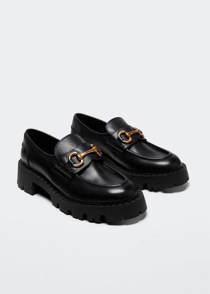 Mocassins cuir semelle track -  Femme | Mango France