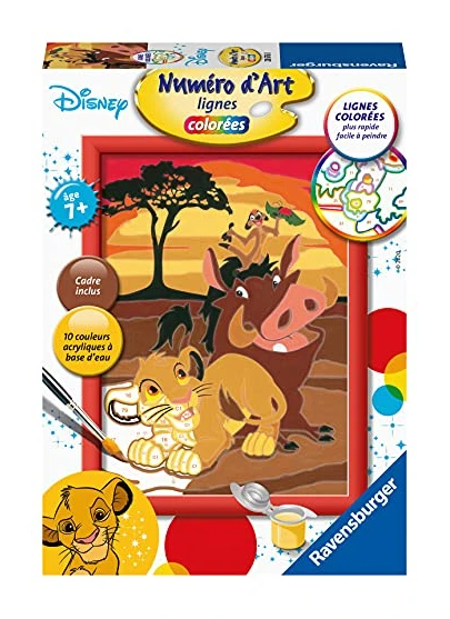 Ravensburger – Numéro d’Art petit format – Le Roi Lion – Disney – Loisir créatif – Kit de peinture par numéros – Activité détente et créative – Dès 7 ans – 28676 – Version française