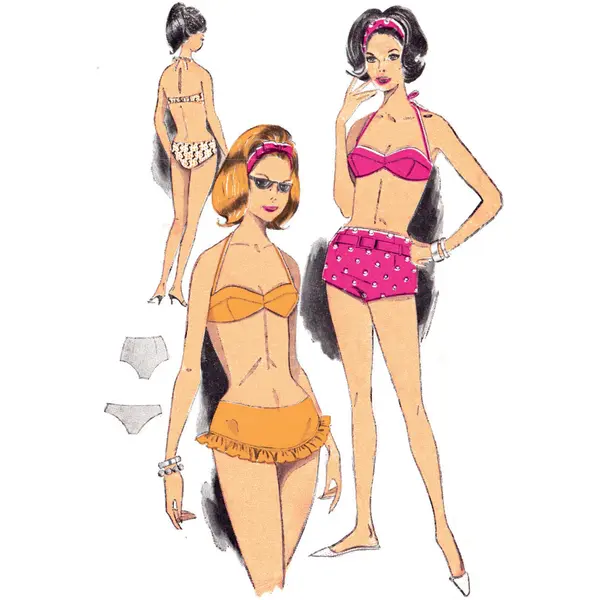 Patron de couture vintage des années 1960, short, soutien-gorge et bikini - Buste : 34" (86 cm)