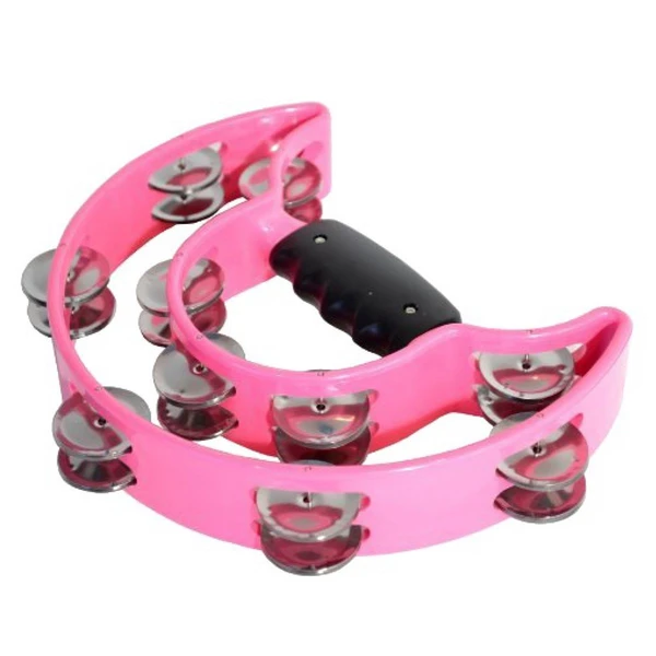 BMDT-Double anneau lune tambourin-40 Jingles-rose translucide médiator guitare
