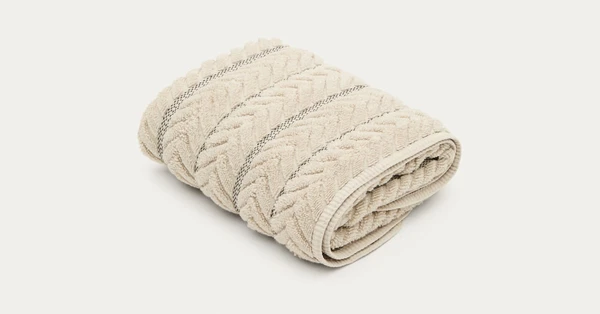 Serviette de toilette Rune 100 % coton jacquard beige 50 x 90 cm | Kave Home France