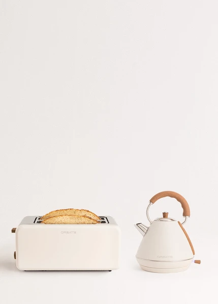 Pack - Grand Grille-Pain Toast Retro + Grande Bouilloire Kettle Retro 1,7L - Blanc Cassé