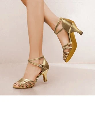 Chaussures latines femmes talon haut similicuir intérieur couleur unie chaussures de danse (053107712)