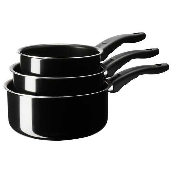 KAVALKAD Casserole, lot de 3 - noir - IKEA