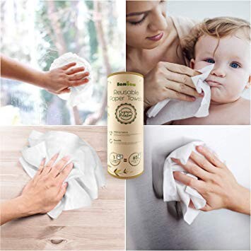 Essuie-tout lavable | Papier Absorbant réutilisable en bambou | Multi-usage | Antibactérien | Résistant, épais et absorbant | 20 feuilles réutilisables | Bambaw: Amazon.fr: Cuisine & Maison