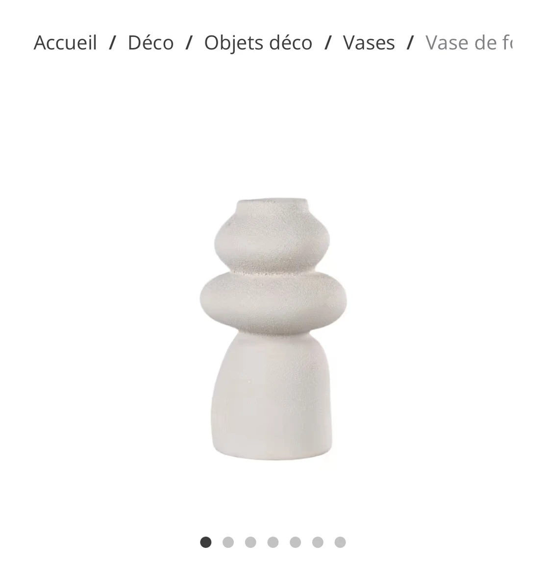 Vase de forme organique en grès H26,5cm blanc 
