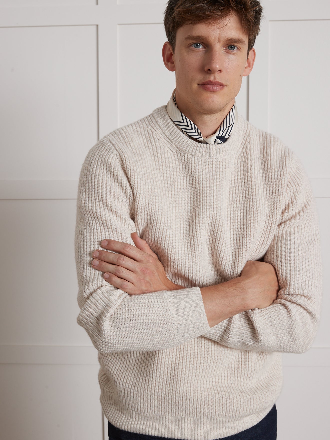 Pull En Tricot Nid D'abeille Pour Homme - Col Boutonné - Tricot