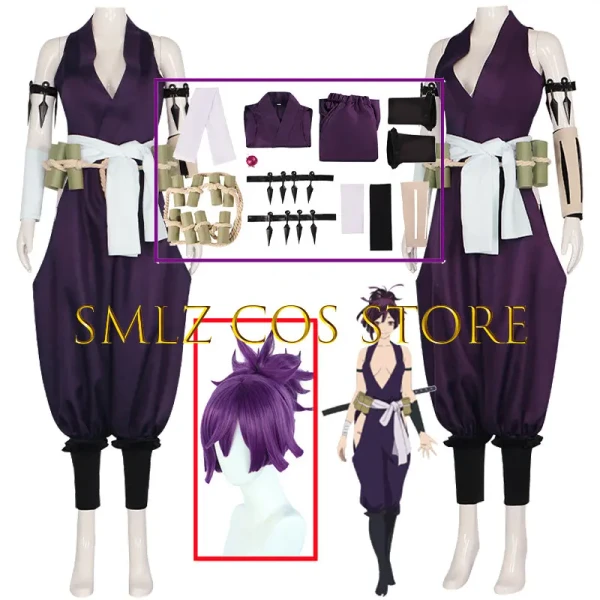 Yuzuriha Cosplay Costume Perruque, Anime Jigoku Raku, HelS1 Paradise Cosplay, Carnaval Party Festival, Violet Uniforme Rose Net Synthétique - AliExpress 200000532