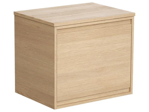 Meuble sous vasque avec tiroir à l'anglaise et planche - 60 cm - Placage chêne - MESLIVA