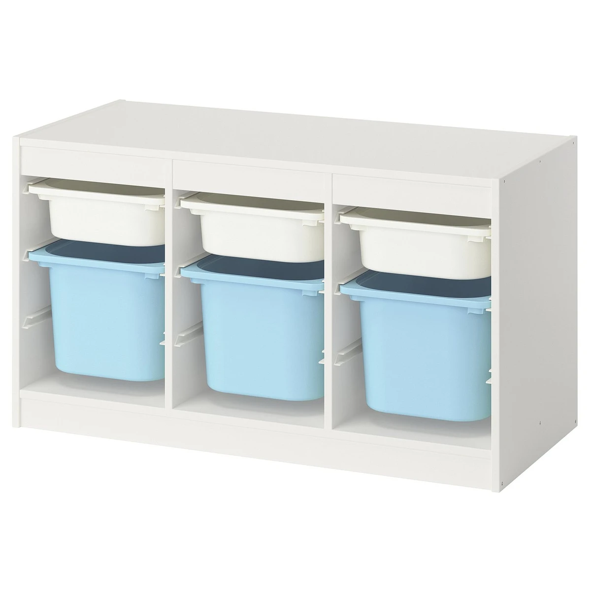 TROFAST Combinaison structure + bacs - blanc blanc/bleu clair 99x44x56 cm