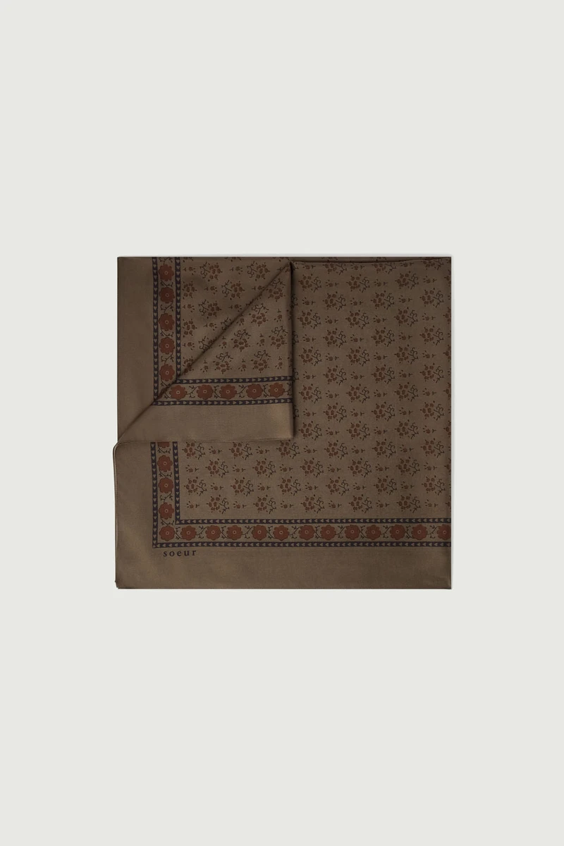 FOULARD CLASSIQUE SOIE MARRON