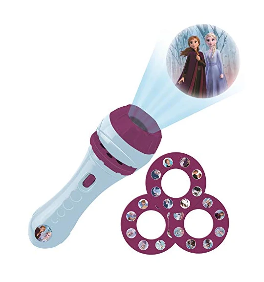 Lexibook, Lampe Torche et projecteur La Reine des Neiges avec 3 disques, 3+ ans, 24 Images, créez vos propres histoires, LTC050FZ