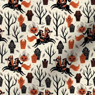 Headless Horseman (Small Scale - Orange) Fabric | Spoonflower