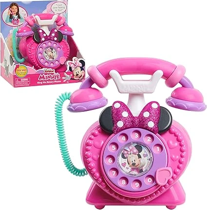 Disney Junior Minnie Mouse Ring Me Rotary Pretend Play Phone, Lights and Sounds, Kids Toys for Ages 3 Up by Just Play