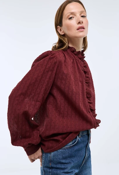 Blouse manches longues unie en coton BIO GOTS