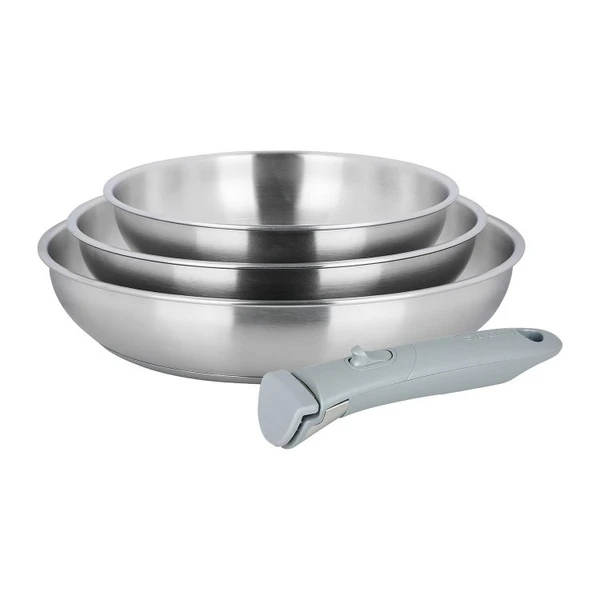 Lot de 3 Poêles Inox & Céramique Sitramovible Arpege