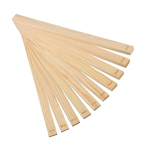 10pcs Bâtons de Guidage de Roulement de Poterie, 5 Tailles Guides de Rouleau à Pâtisserie en Bois Outils d'Argile en Bois pour Poterie Épaisseur d'Argile Polymère