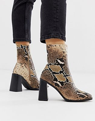 RAID - Ziva - Bottines à talons motif serpent - Naturel | ASOS