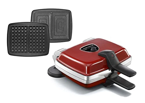 LAGRANGE Gaufrier Super 2 Antiadhésif rouge (plaques gaufres + croque monsieur)