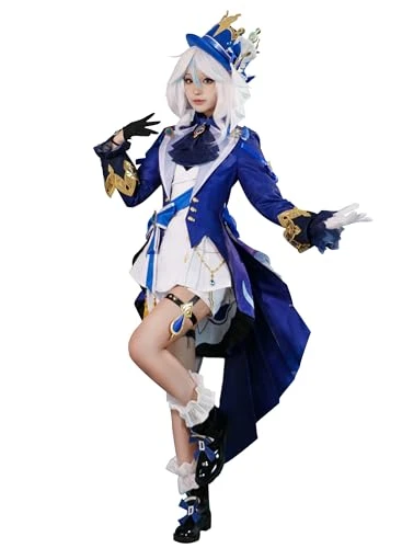 OSIAS Ensemble de Costume Cosplay Furina Forme Blanche de Genshin Impact(L)