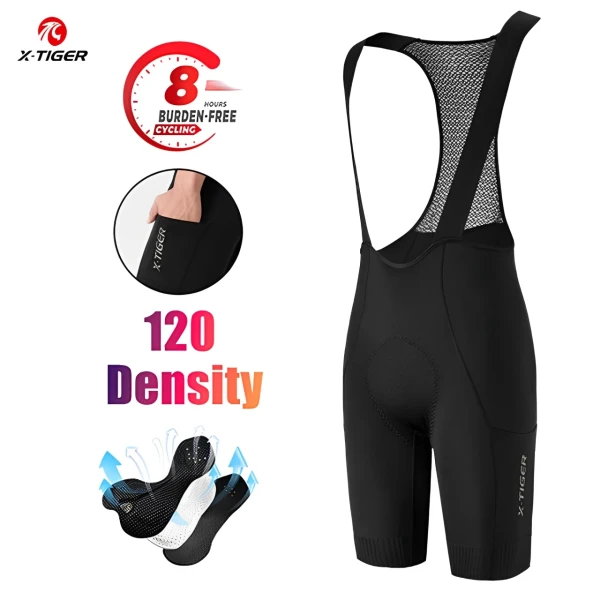 Taille M. X-TIGER cuissard à bretelles de cyclisme 120 coussin de Gel haute densité vélo de route de montagne short serré pour hommes short à bretelles de sport de cyclisme en plein air - AliExpress 18
