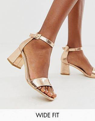 Glamorous Wide Fit - Sandales estampées à talons - Serpent or rose | ASOS