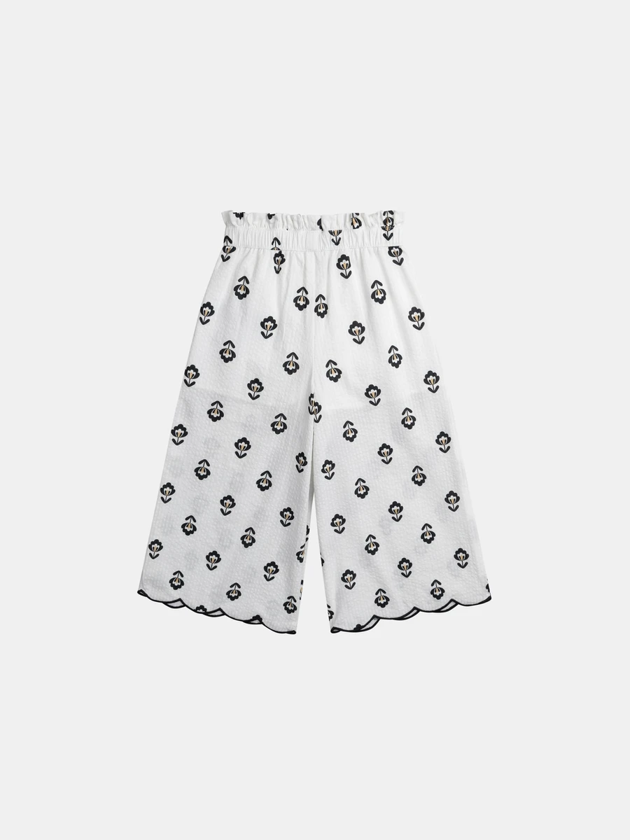 Pantalon écrue à imprimé fleurs pour fille