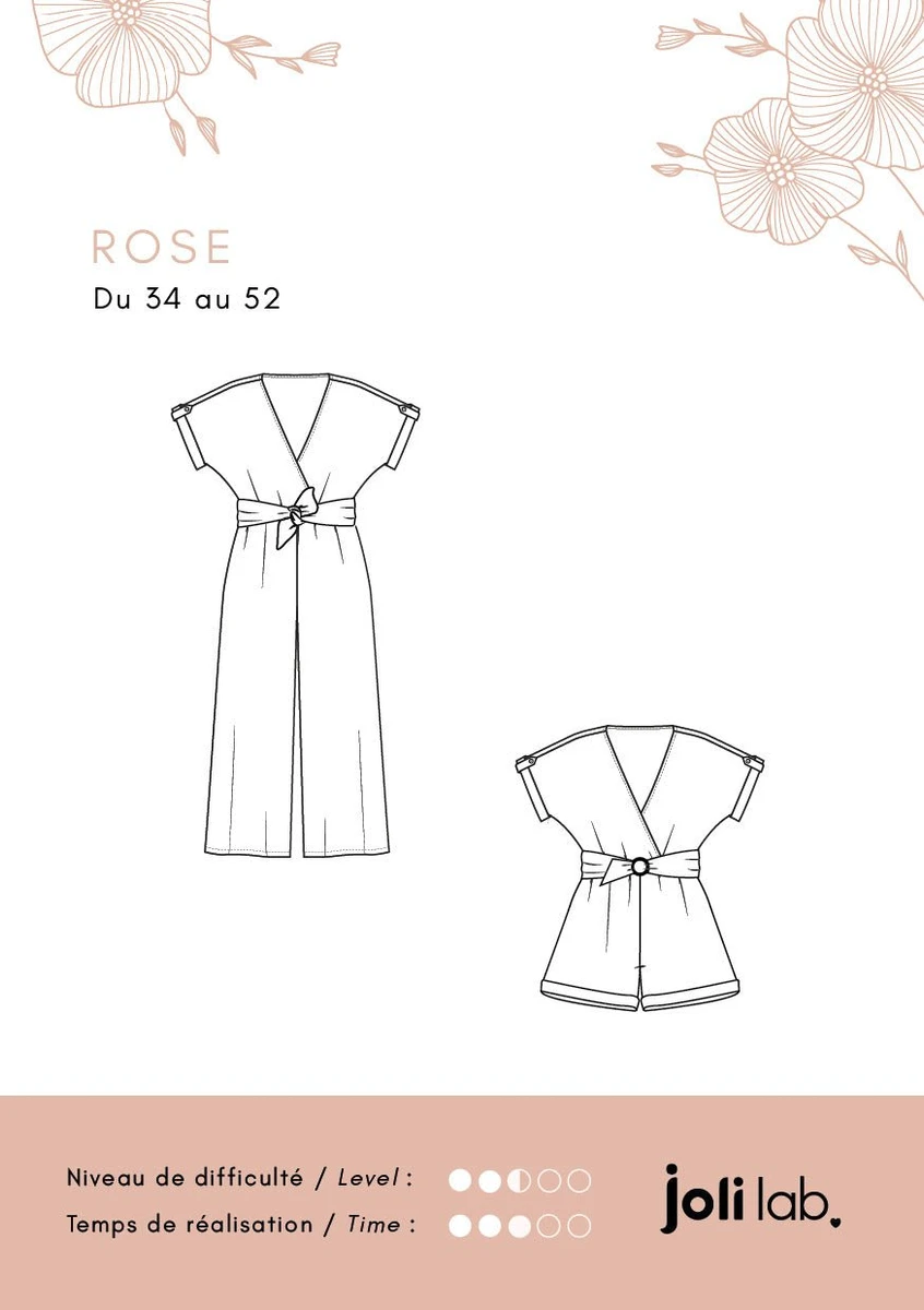 Combinaison Rose - Patron Couture PDF ou Pochette