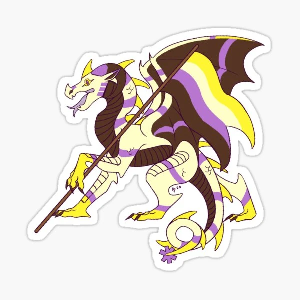 Drapeau de la fierté non binaire Dragon (4e édition) Sticker