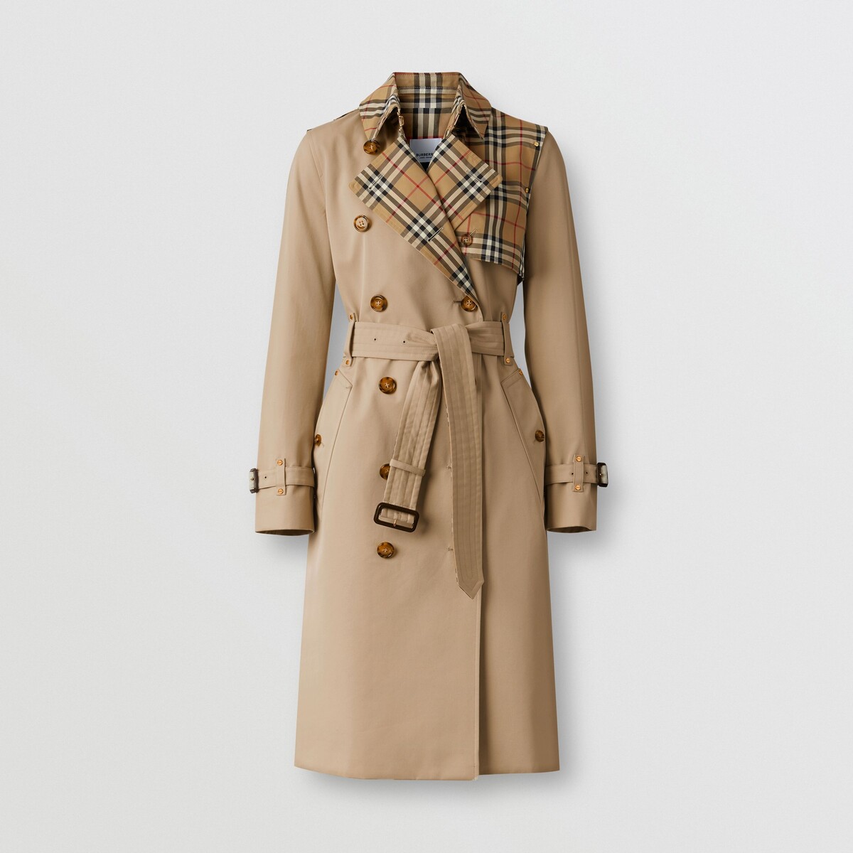 Trench en gabardine de coton avec Vintage Check (Miel) - Femme | Burberry