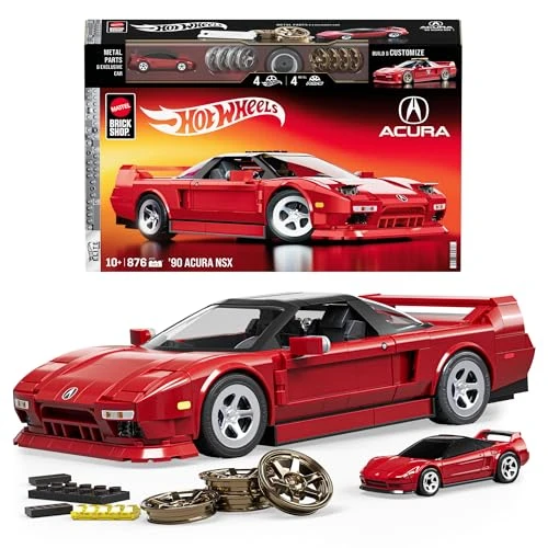 Mattel Brick Shop Hot Wheels Coffret de Construction NSX Acura des Années 90 Mattel Brick Shop de la série Elite, avec 876 pièces, collectionneurs adultes et enfants à partir de 10 ans, JFT17