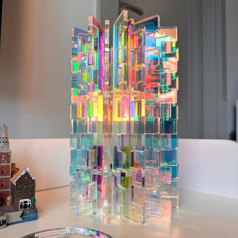 Lampe à changement de couleur irisée – Lumière ambiante chaleureuse pour la chambre à coucher et le salon | Ampoule E14 | Décoration lumineuse