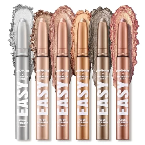 6PCS Bâton d'Ombre à Paupières, Set de Crayons d'Ombre à Paupières Multi-Couleurs, Kit de Maquillage pour les Yeux, Naturel &amp; Shimmer Shades Contour Stick, Cadeau Parfait pour les Femmes (B)