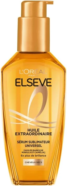 L'Oréal Paris - Elseve Huile Extraordinaire - Soin Sublimateur Universel Nourrissant Multi-Usages - Enrichi en Huiles Rares de Marula & Camélia - Tous Types de Cheveux Secs - 100 ml