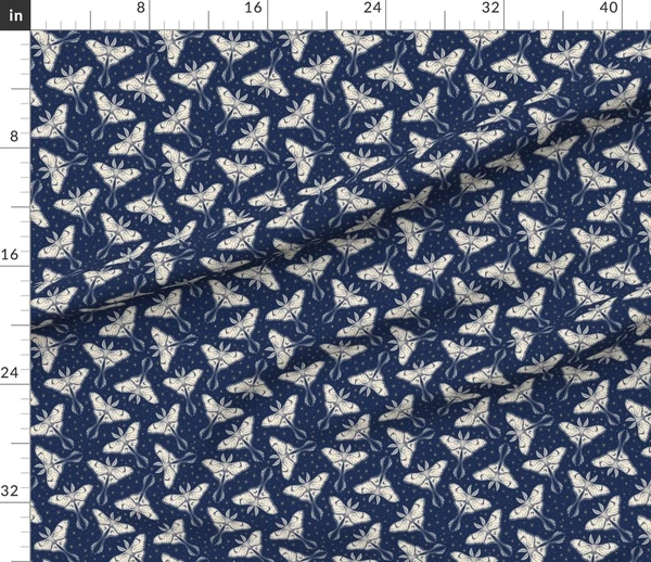 Fabric in Luna Moth In Dark Navy