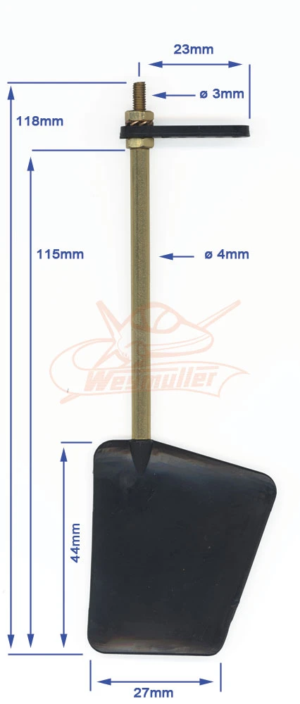 Accessoires bateaux / Cardans, gouvernails et accessoires / Gouvernail. Hauteur safran 44mm. 1 pièce. / Weymuller Modélisme - N°1 de la VPC