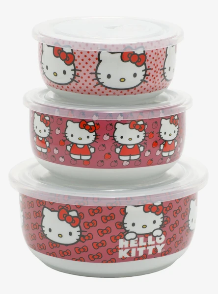 Hello Kitty Lidded Bowl Set